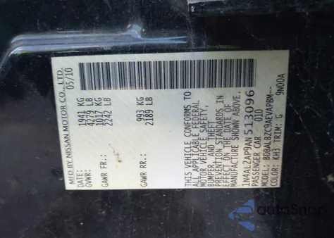 2010 Nissan Altima 2.5 S z USA, uszkodzony, nr VIN 1N4AL2AP9AN513096